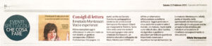 “Consigli di Lettura. Il metodo Montessori, voci ed esperienze”, Corriere del Trentino - 13 febbraio 2021